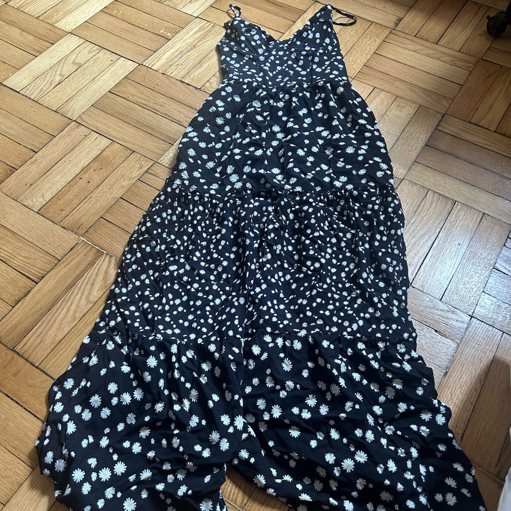 Maaji White and Blue Tiered Ruffled Maxi Sundress